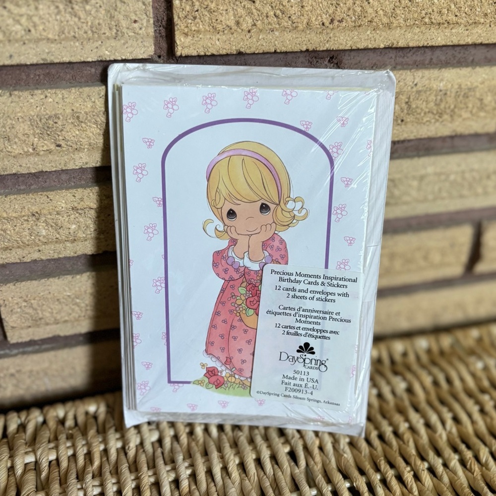 80's Precious Moments Inspirational Birthday Cards and Stickers Set - 12